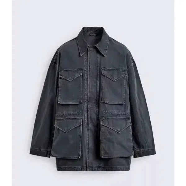 [BUNJANG] Zara Cotton Washed Structure Parka Light Indigo M / [M] 자라 코튼 워싱 스트럭처 파카 라이트인디고