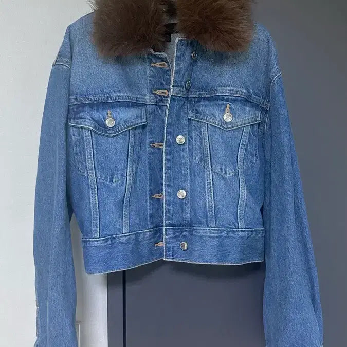[BUNJANG] ZARA Faux Fur Collar Denim Jacket / ZARA 퍼 카라 데님 자켓 S
