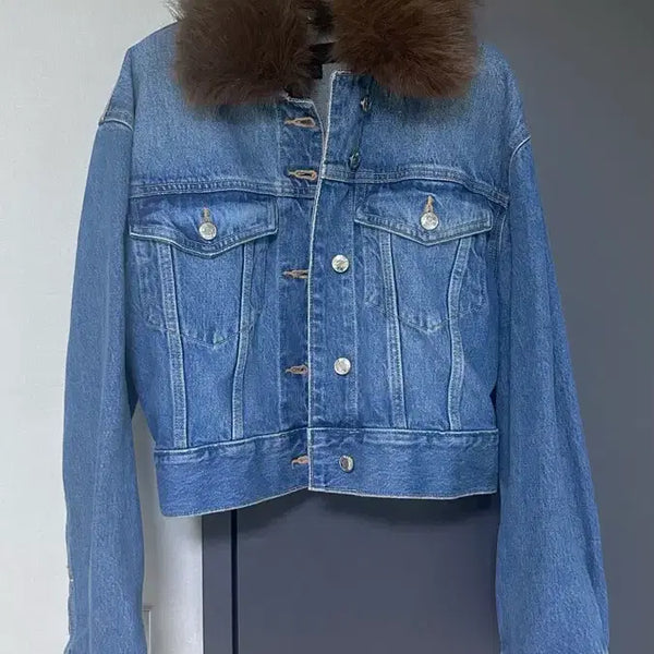 [BUNJANG] ZARA Faux Fur Collar Denim Jacket / ZARA 퍼 카라 데님 자켓 S