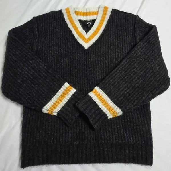 [BUNJANG] Stussy Mohair Tennis Sweater Charcoal L / 스투시 모헤어 테니스 스웨터 차콜 L