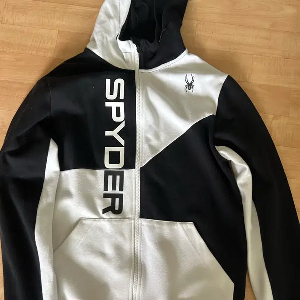 [BUNJANG] Spider Hooded Zip-Up Black/White / 스파이더 후드 집업 블랙/화이트