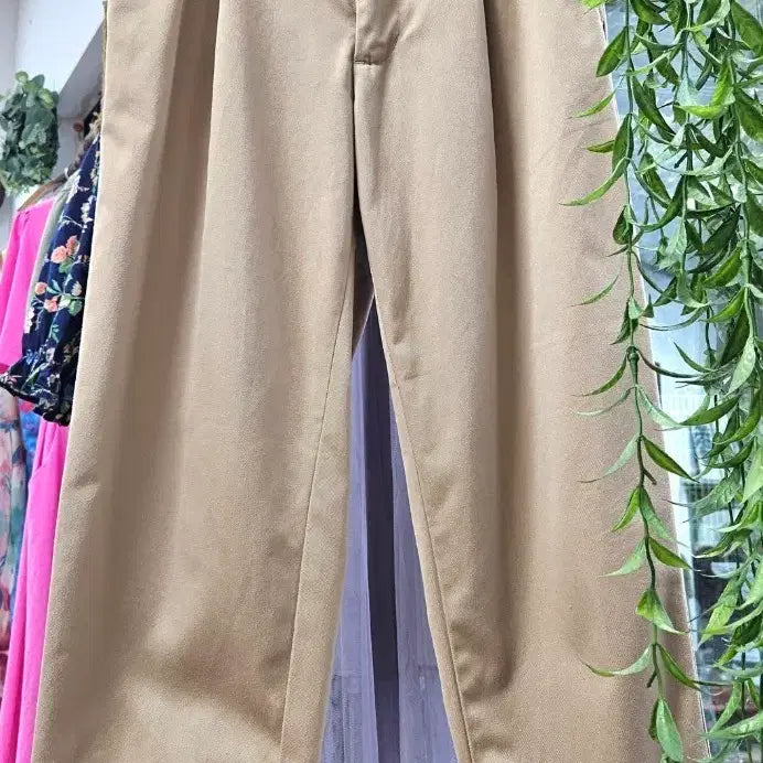[BUNJANG] Beige Cotton Blend Baggy Pants (Size 38) / 베이지 배기 뒷밴딩 면바지(38)