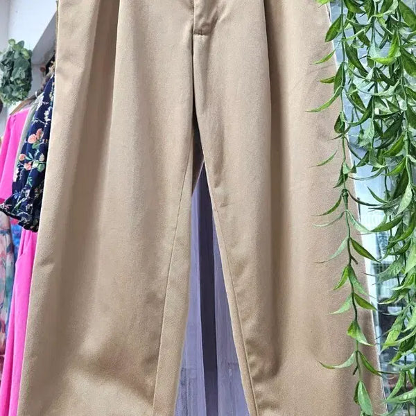 [BUNJANG] Beige Cotton Blend Baggy Pants (Size 38) / 베이지 배기 뒷밴딩 면바지(38)