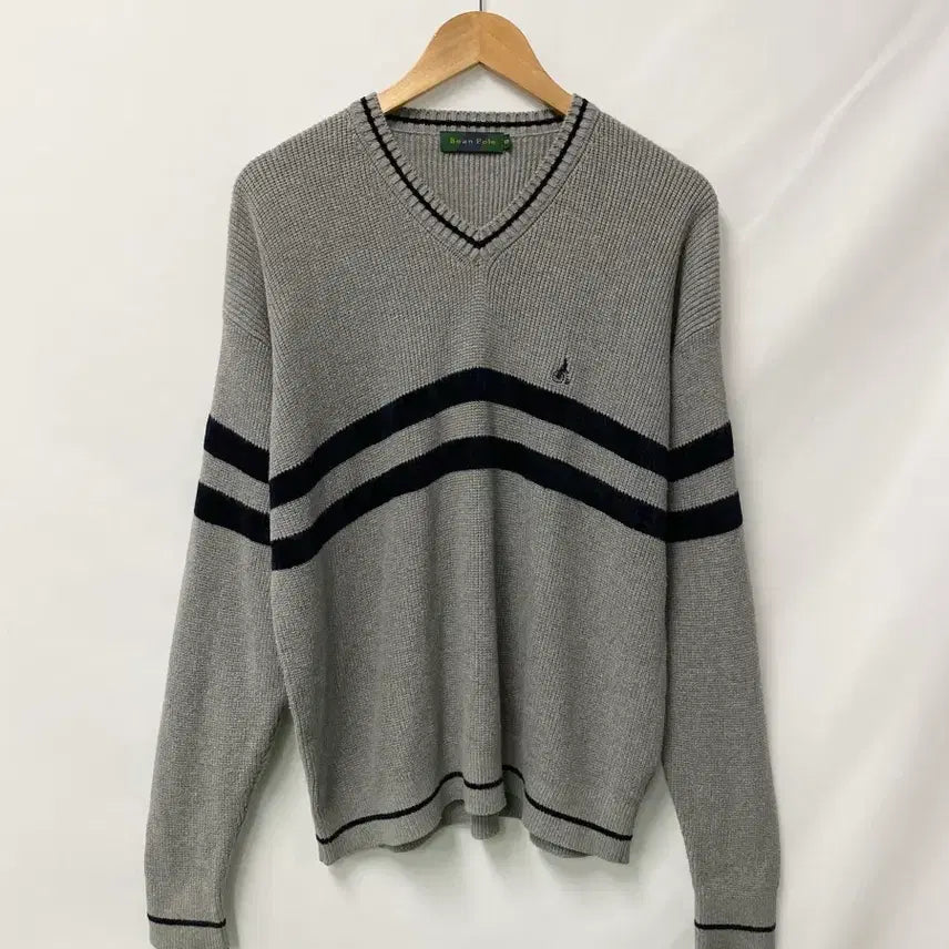 [BUNJANG] Beanpole Grey V-Neck Knit 100 / 209. 빈폴 그레이 브이넥 니트100