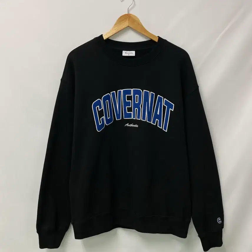 [BUNJANG] Covernat Embroidered Black Fleece Sweatshirt L / 211. 커버낫 자수 블랙 기모 맨투맨L
