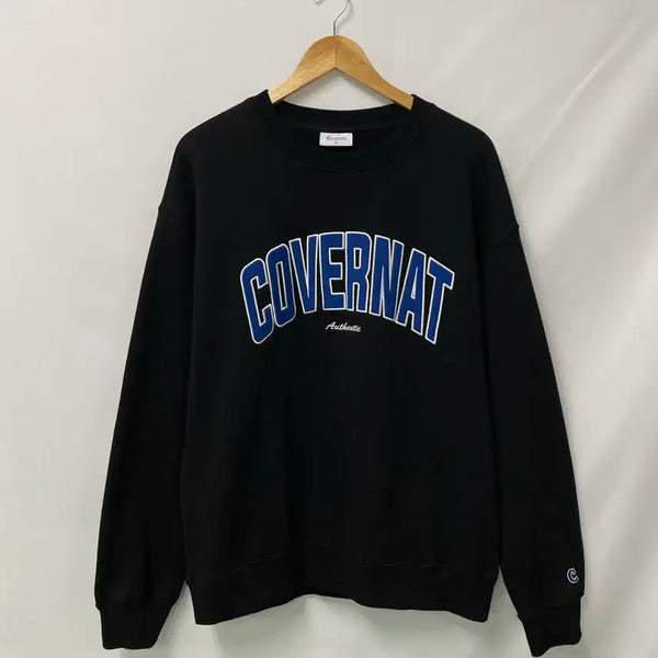 [BUNJANG] Covernat Embroidered Black Fleece Sweatshirt L / 211. 커버낫 자수 블랙 기모 맨투맨L