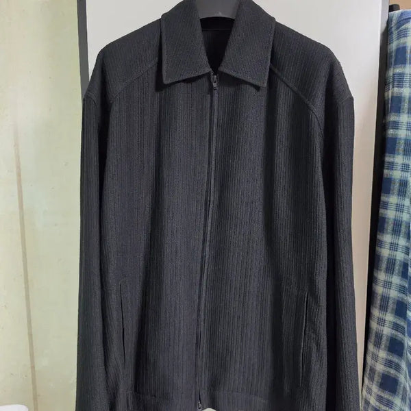 [BUNJANG] Juun.J 26SS Black Stripe Pattern Blouson Jacket / [46] 준지 26SS 블랙 스트라이프 패턴 블루종 자켓