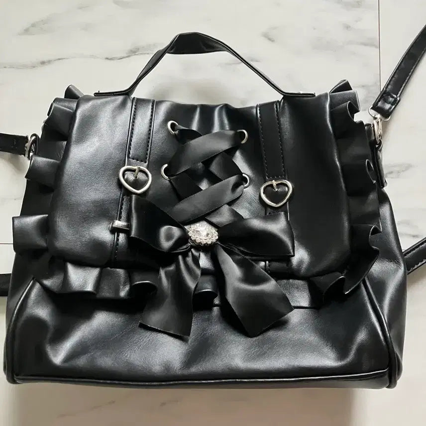 [BUNJANG] Jirai Kei Black Shoulder Bag Backpack / 지뢰계 양산형 가방 블랙 양지뢰 숄더백 백팩