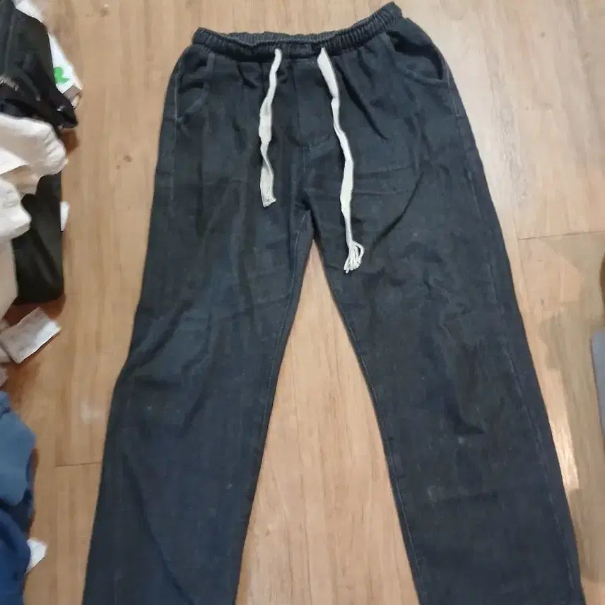 [BUNJANG] Men's Denim Casual Pants / 데님 고무줄 짙은회색팬츠/프리.L