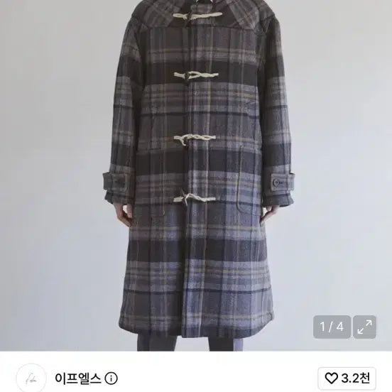 [BUNJANG] Ifels Oversized Check Wool Long Duffle Coat Size 2 / 이프엘스 오버사이즈 체크 울 롱 더플코트 2사이즈