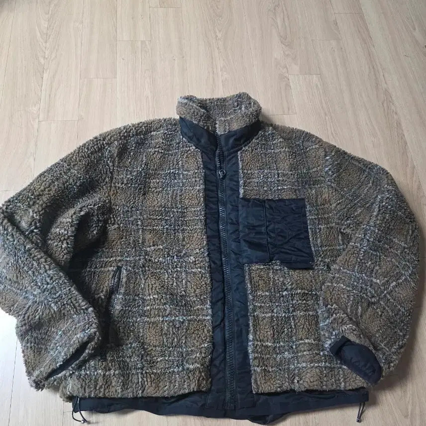 [BUNJANG] Solid Homme Oversized Check Fleece Jumper Size 50 / 솔리드옴므 오버핏 체크후리스 50사이즈