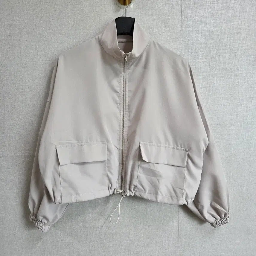 [BUNJANG] Women's Cropped Zip-Up Jacket Beige / 여성 크롭 얇은 집업 자켓 베이지 F JJ3527