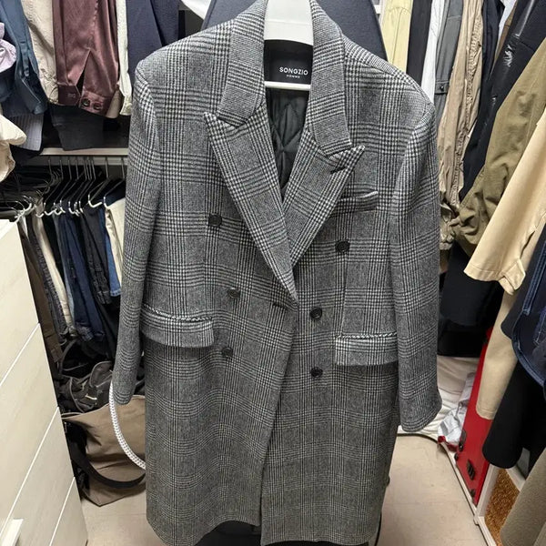 [BUNJANG] Songzio Homme 25FW Check Double Long Coat / 25fw 송지오옴므 체크 더블 롱 코트 48