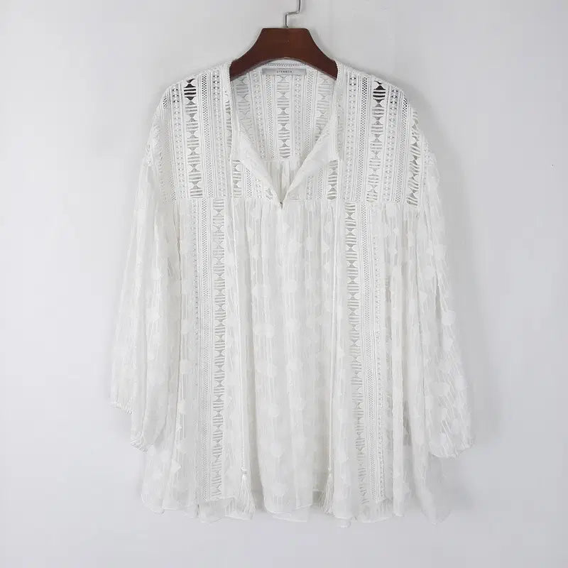 [BUNJANG] UTERQUE Tassel Chiffon Blouse S / UTERQUE 태슬 쉬폰 블라우스 S