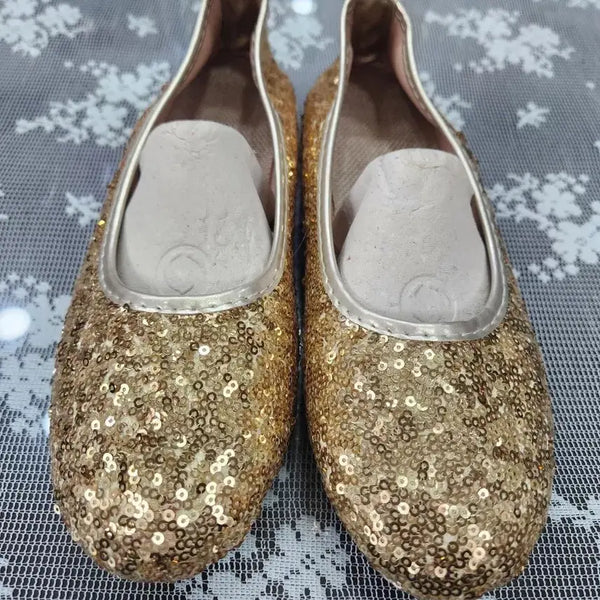 [BUNJANG] Gold Sequin Ballet Flats / 골드 슈즈