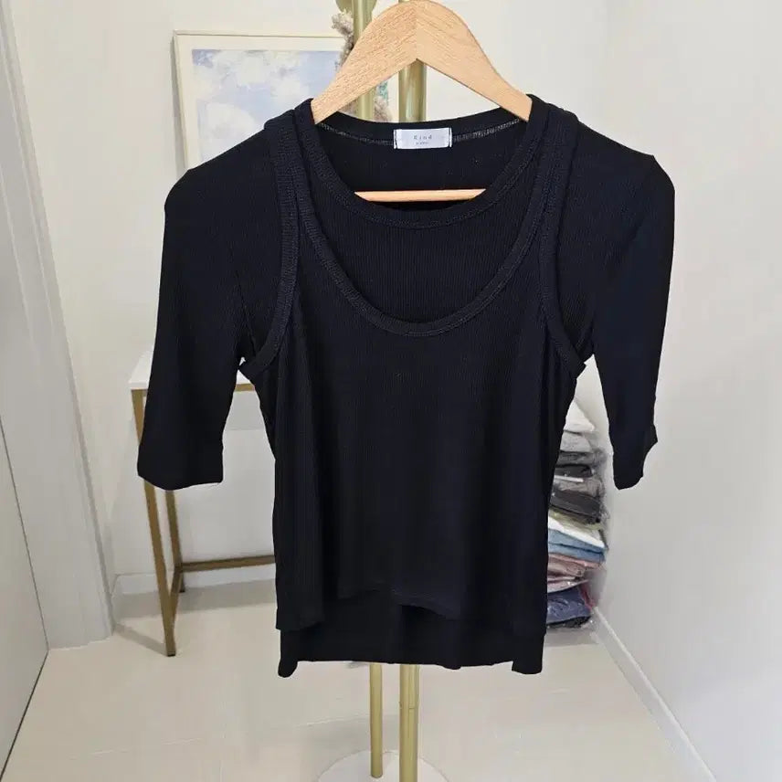 [BUNJANG] Ribbed Layered Tank Top / 나시 레이어드 골지티