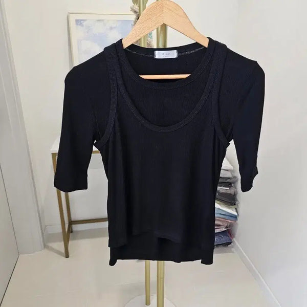[BUNJANG] Ribbed Layered Tank Top / 나시 레이어드 골지티