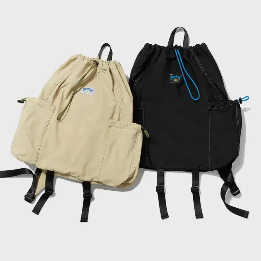 [BUNJANG] Code:Graphy Color String Backpack / 코드그라피 컬러스트링 백팩 스포츠 여성 남성 공용 블랙