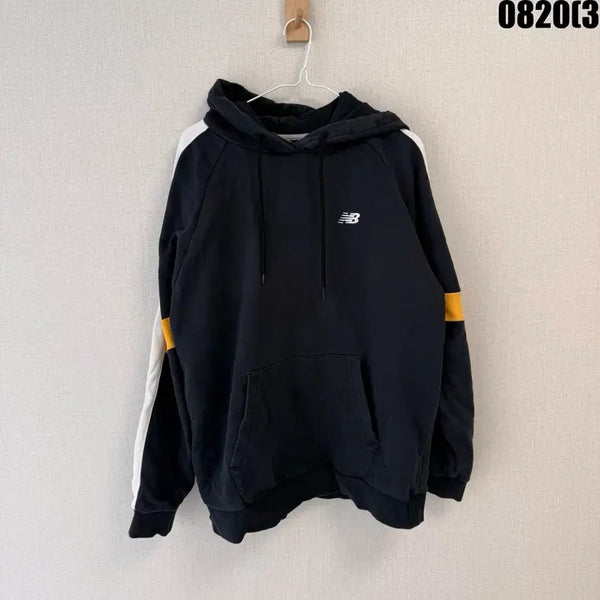 [BUNJANG] New Balance Color Block Hoodie XL / 뉴발란스 후드티 블랙 옐로우 배색 XL