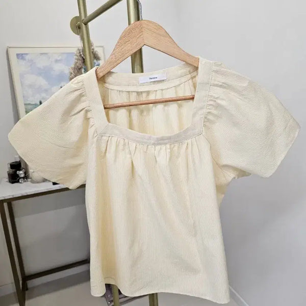 [BUNJANG] Stripe Square Neck Blouse / 스트라이프 스퀘어 블라우스