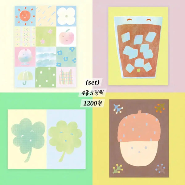 [BUNJANG] Greenie Everyday Sticky Notes Set / (4종 set) 그리니에브리데이 떡메모지 떡메띵 떡메소분