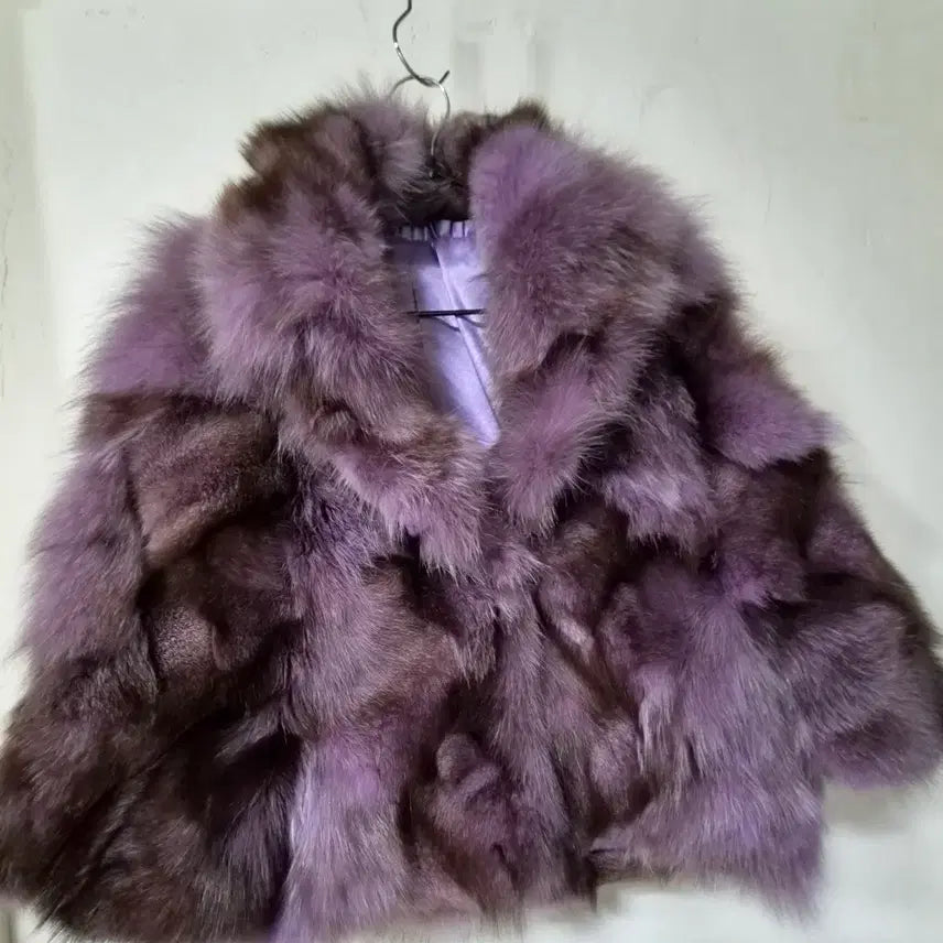[BUNJANG] Purple Fox Fur Cape Jacket / selly's 퍼플 믹스 폭스 퍼 망토식 자켓