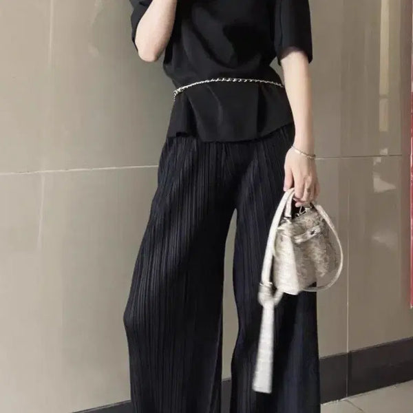 [BUNJANG] Black Pleated Pants / 플리츠 블랙 팬츠 바지(새상품)
