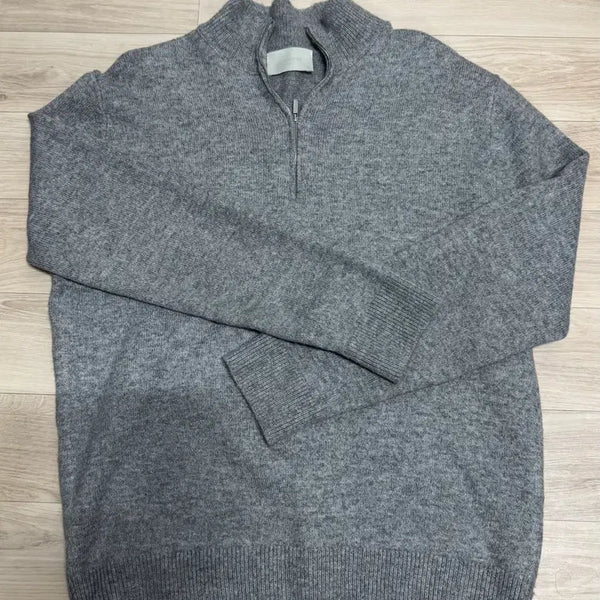 [BUNJANG] Grey Half-Zip Knit Sweater / 그레이 반집업 니트