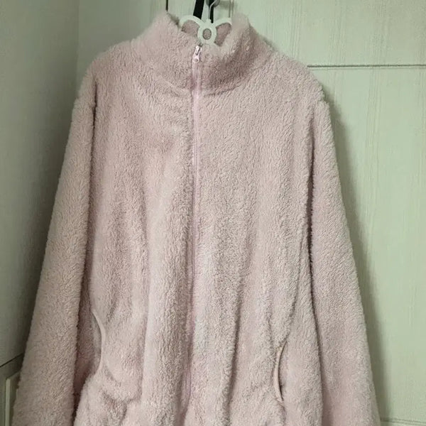 [BUNJANG] Avely Pink Oversized Fleece Jacket / 에이블리 핑크 오버핏 후리스