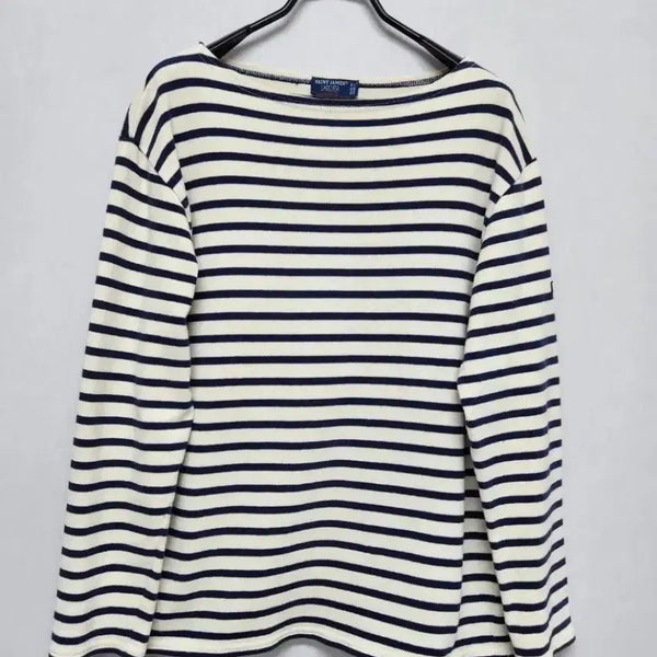 [BUNJANG] Saint James Women's T-Shirt Navy/Ivory Size 36 (55) / 세인트제임스 여성 티셔츠 36(55)사이즈
