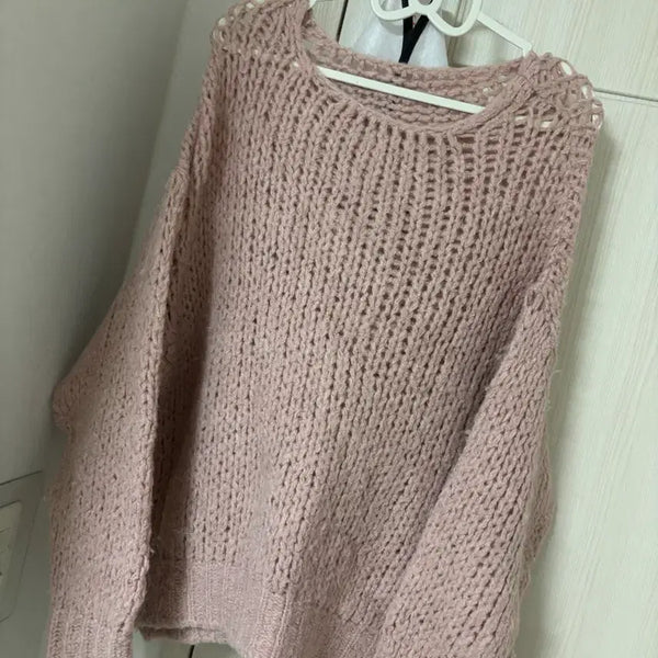 [BUNJANG] Angora Knit Sweater Pink / 에이블리 앙고라 니트 핑크