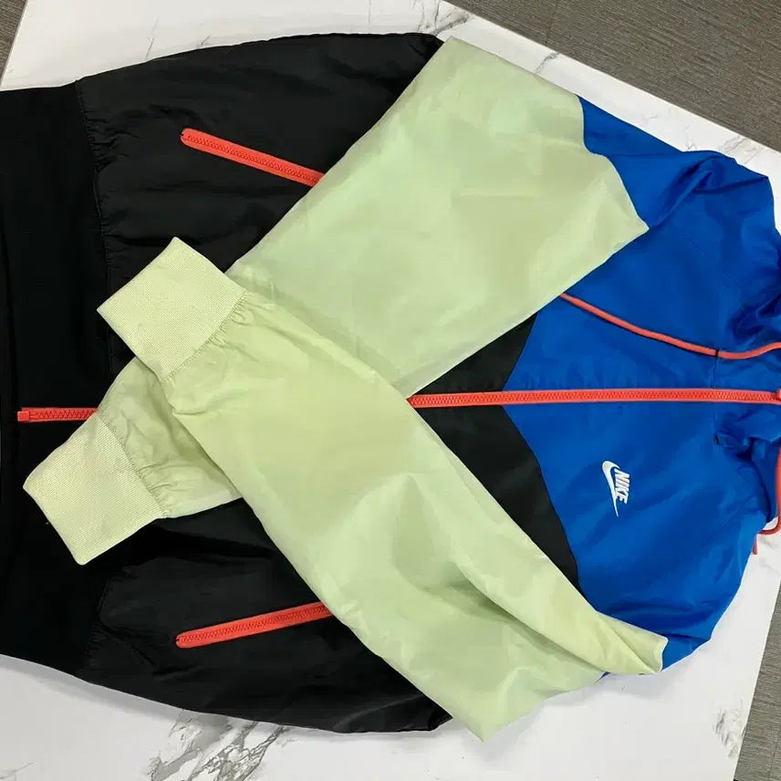 [BUNJANG] Nike Windbreaker Jacket Blue/Black/Lime (M) / 나이키 바람막이 M 블루/블랙/라임