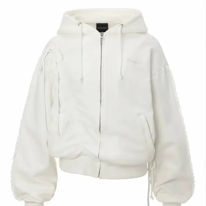 [BUNJANG] 3Times Whisper Hooded Zip-up Hoodie White / 쓰리타임즈 위스퍼 후드집업 화이트