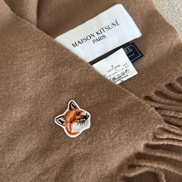 [BUNJANG] Maison Kitsuné Fox Head Scarf Brown / 메종키츠네 폭스헤드 머플러 브라운