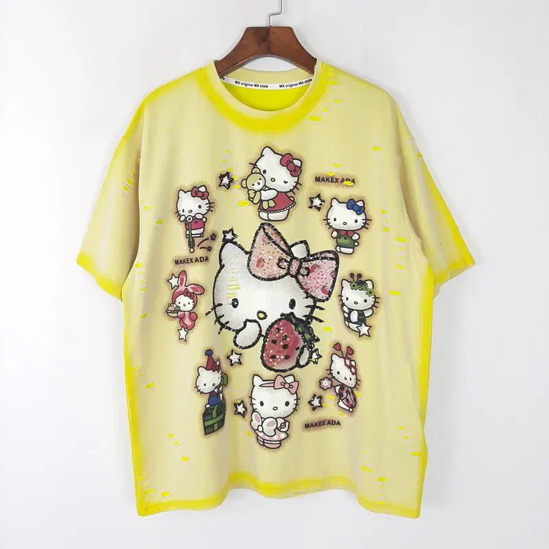 [BUNJANG] Hello Kitty Boxy Fit T-Shirt / 헬로우키티 박스핏 반팔티셔츠 F