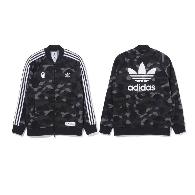 [BUNJANG] Adidas x BAPE Black/Grey Camo Track Top Jacket / L 아디다스 X 베이프 흑계 카모 트랙탑 져지 자켓