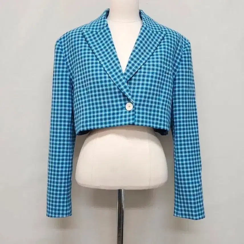 [BUNJANG] Zara Women's Checked Cropped Blazer (Size S) / 자라 여성 체크 크롭 블레이저 S사이즈