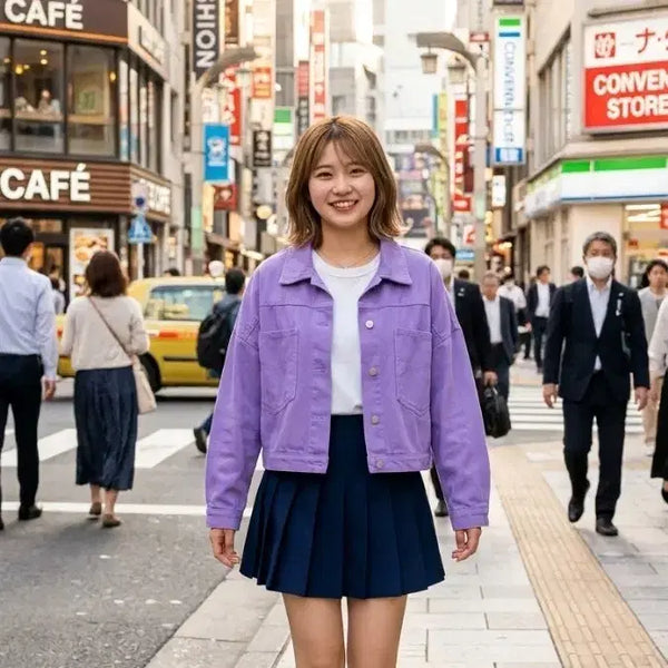 [BUNJANG] Purple Denim Jacket Women's Size L / 보라색 데님 자켓