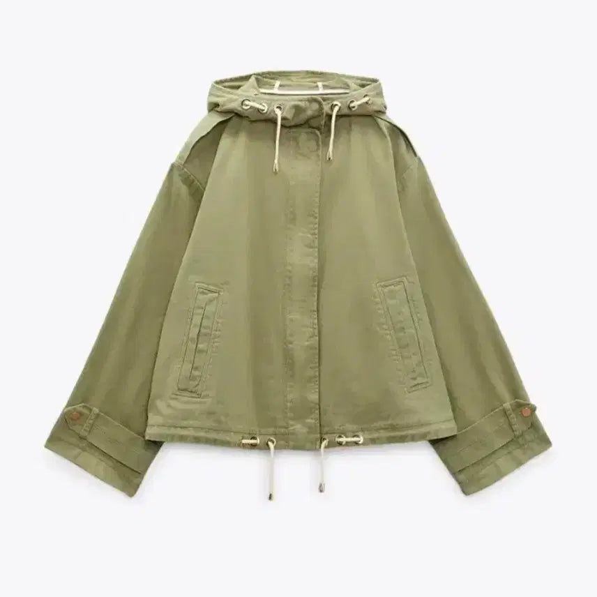 [BUNJANG] Zara Women's Khaki Hooded Blouson Jumper (Size M) / 자라 여성 후드 블루종 점퍼 M사이즈