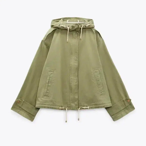 [BUNJANG] Zara Women's Khaki Hooded Blouson Jumper (Size M) / 자라 여성 후드 블루종 점퍼 M사이즈