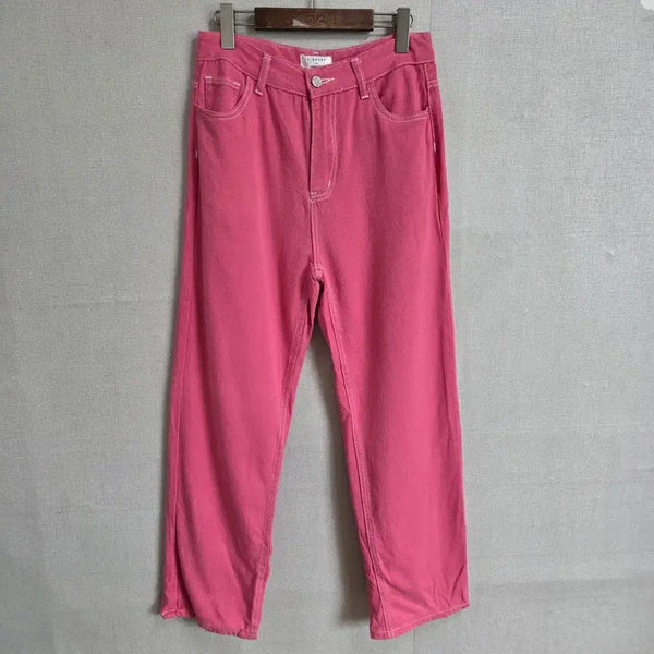 [BUNJANG] Pigment Pink Wide Denim Pants - M / 피그먼트 여성 핑크색 와이드 데님 팬츠 M  JJ3538