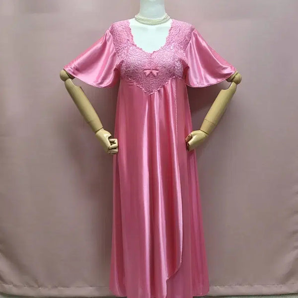 [BUNJANG] Pink Satin Lace Homewear Pajamas / 핑크 새틴 레이스 홈웨어 잠옷