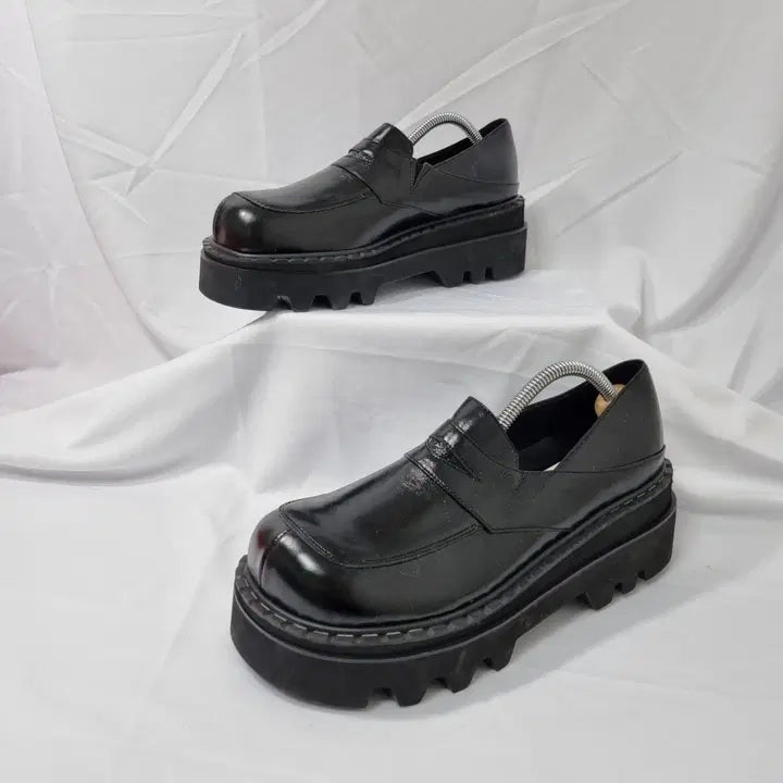 [BUNJANG] DooHa Vintage 1922 Tractor Lug Sole Penny Loafers Black / 두하빈티지 245 에이에이이 1922 트랙터 러그 솔 페니 로퍼 블랙