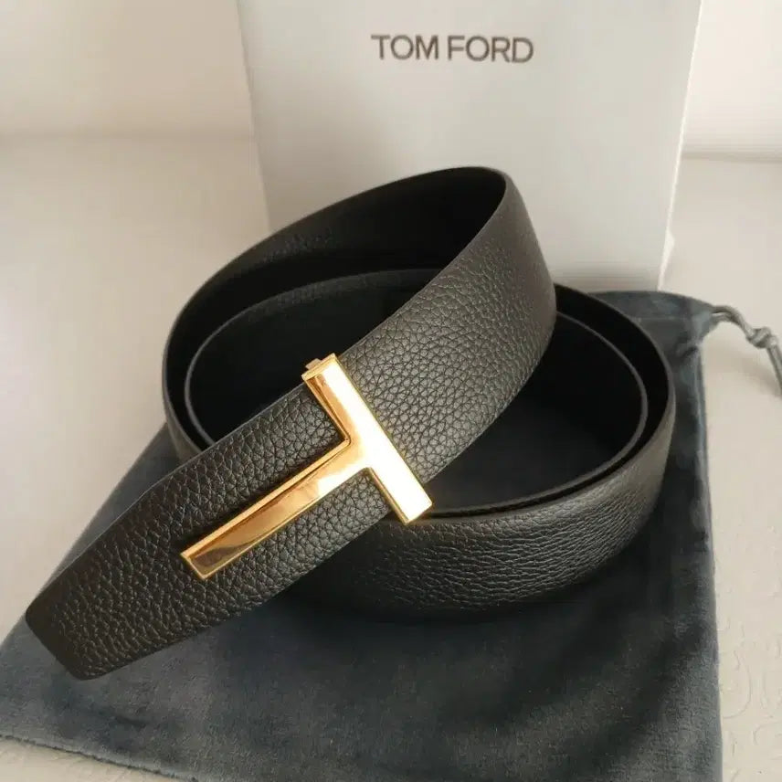 [BUNJANG] Tom Ford Black Gold Buckle Belt Size 90 / 톰포드 벨트 블랙 금장 90