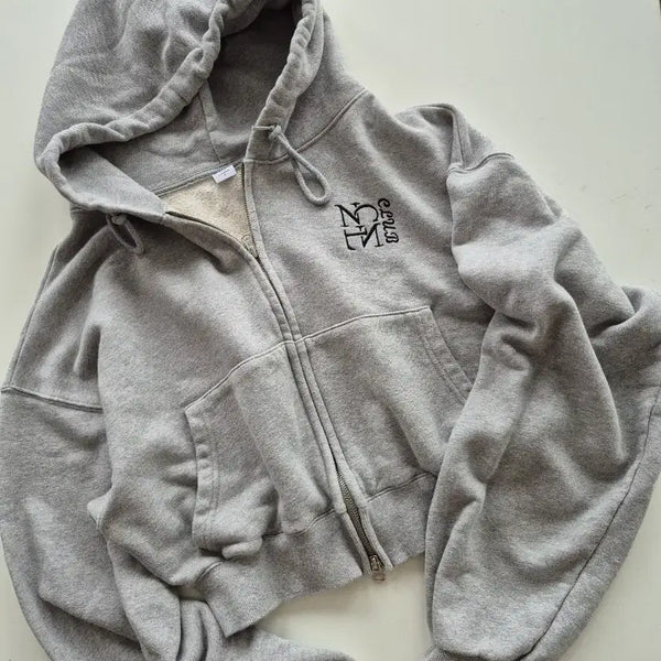 [BUNJANG] Cropped Hood Two-Way Zip-Up Hoodie / 크롭 후드 투웨이 집업(TS2
