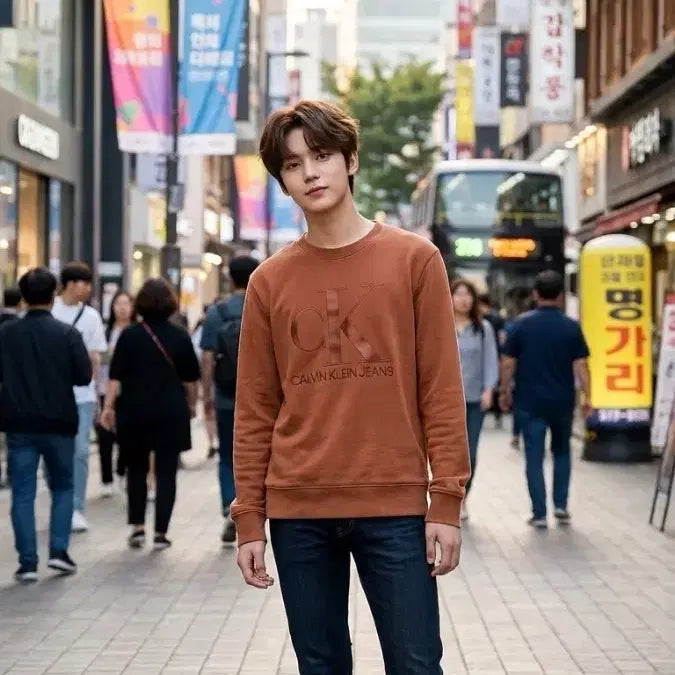 [BUNJANG] Calvin Klein Jeans Sweatshirt Brown M / 캘빈클라인진스 맨투맨 브라운