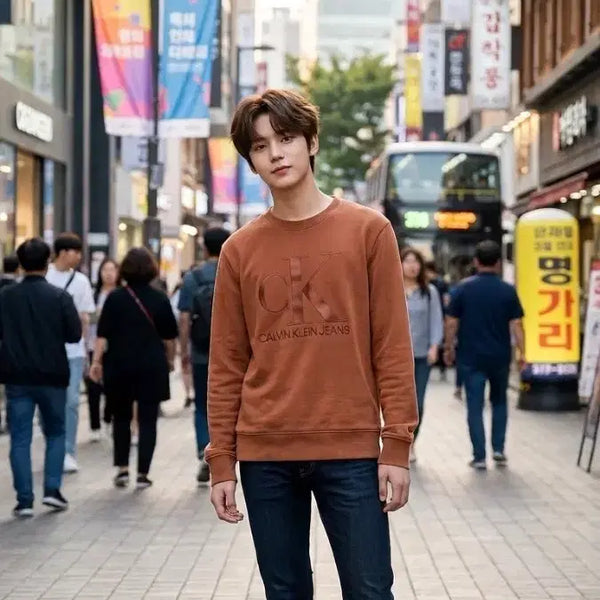 [BUNJANG] Calvin Klein Jeans Sweatshirt Brown M / 캘빈클라인진스 맨투맨 브라운