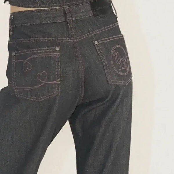 [BUNJANG] 3times Pink Low Denim Jeans Size S / 쓰리타임즈 핑크 로우 데님 s 사이즈