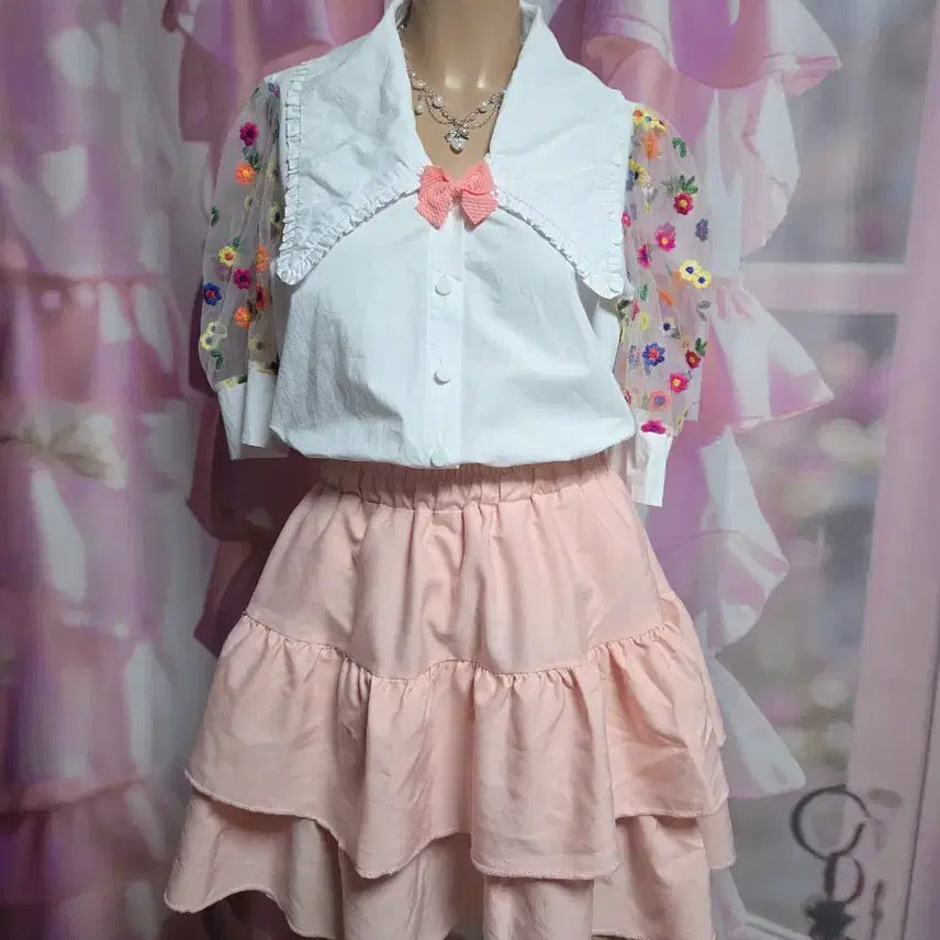 [BUNJANG] Sheer Embroidered Sleeve Blouse / 희귀템! 하구미 시스루 자수 소매 블라우스