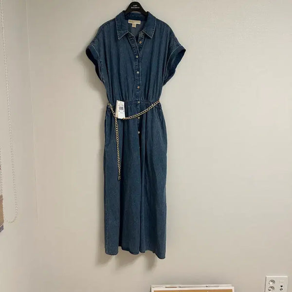 [BUNJANG] Michael Kors Denim Belted Dress M New with Shopping Bag / 마이클코어스 데님 벨트 원피스 m 새상품 쇼핑백포함